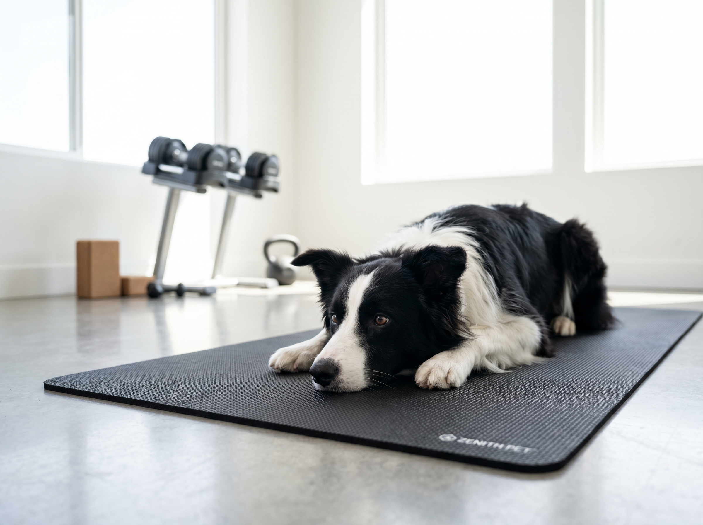 FlexiGrip Non-Slip Training Mat (36x24in) — lifestyle context shot, sport dog training environment