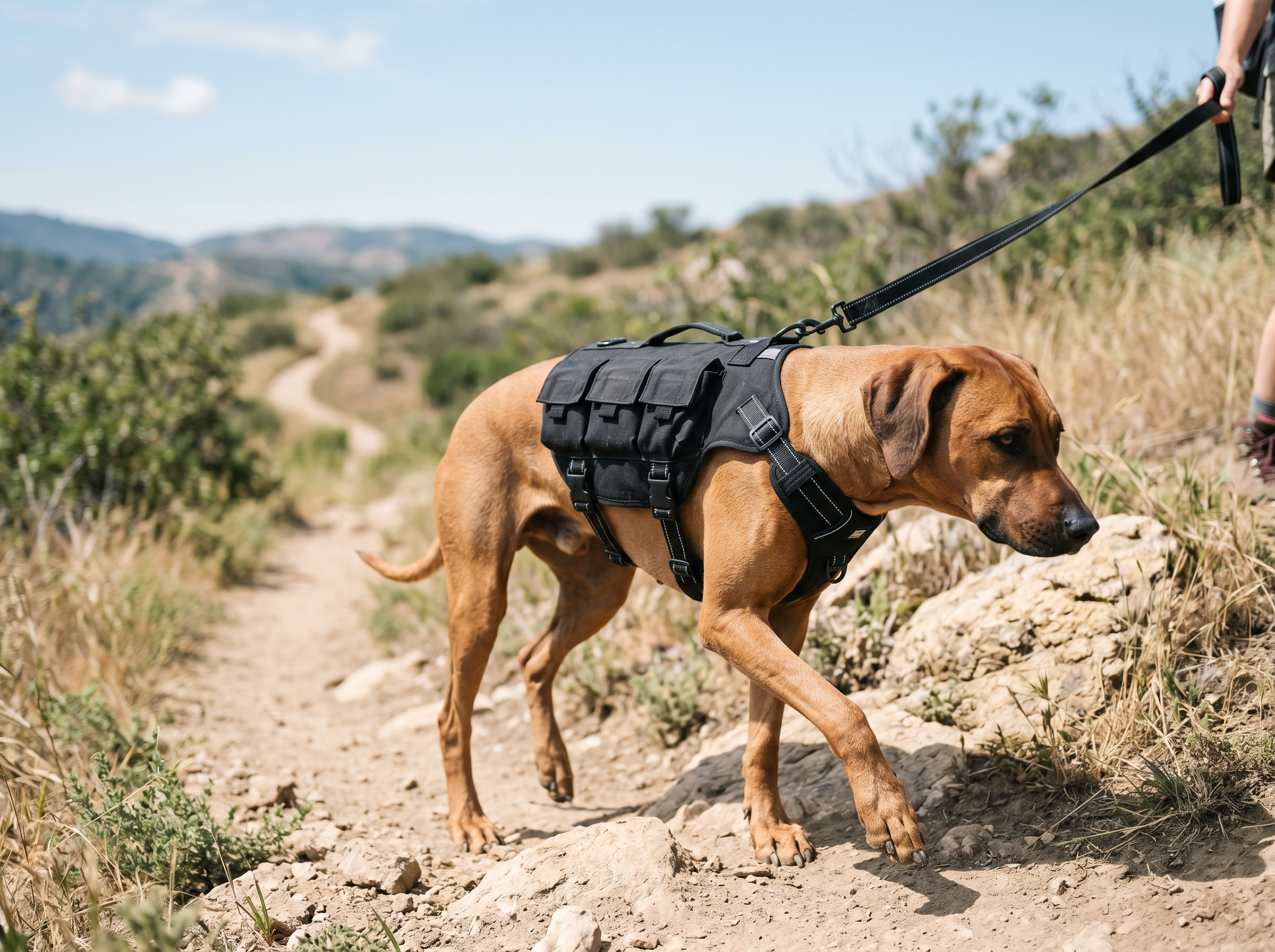 Iron Core Adjustable Weighted Training Vest — lifestyle context shot, sport dog training environment