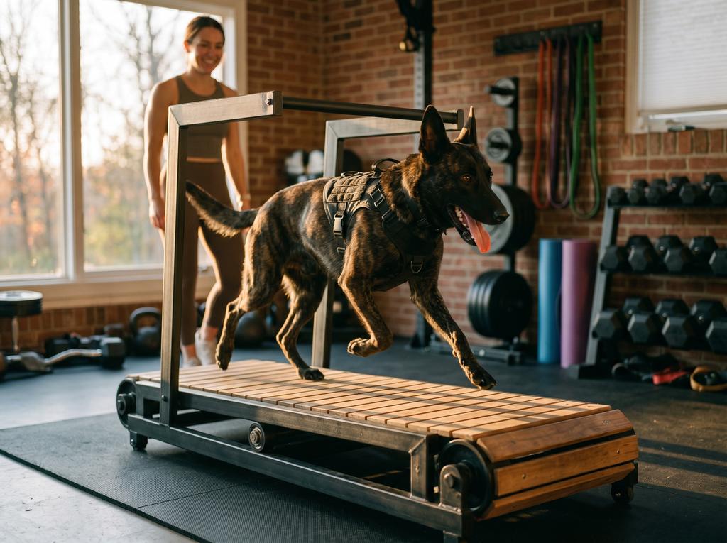Pro-Runner 2.0 Mid-Range Manual Slatmill (Up to 50kg) in use — working dog conditioning session