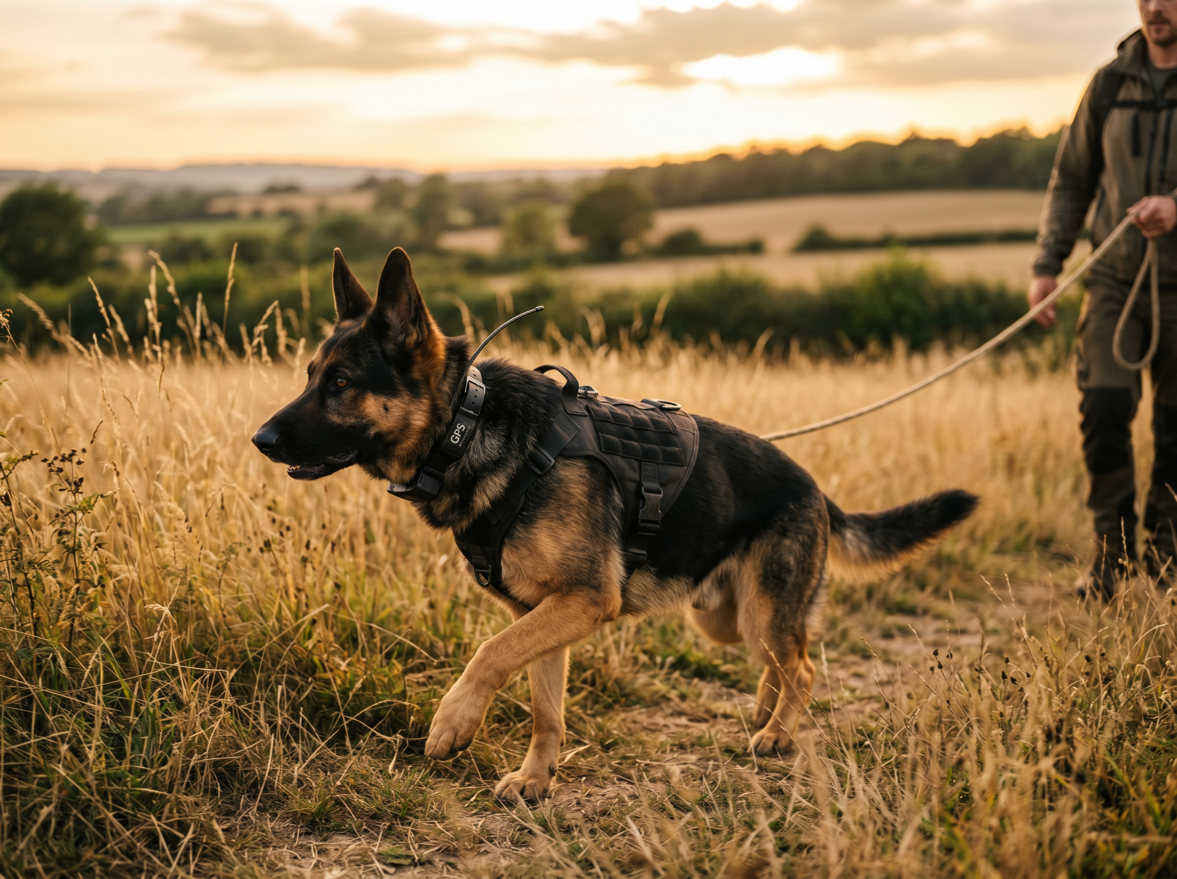 Vitality Pro Smart Health & GPS Tracking Collar System in use — working dog conditioning session