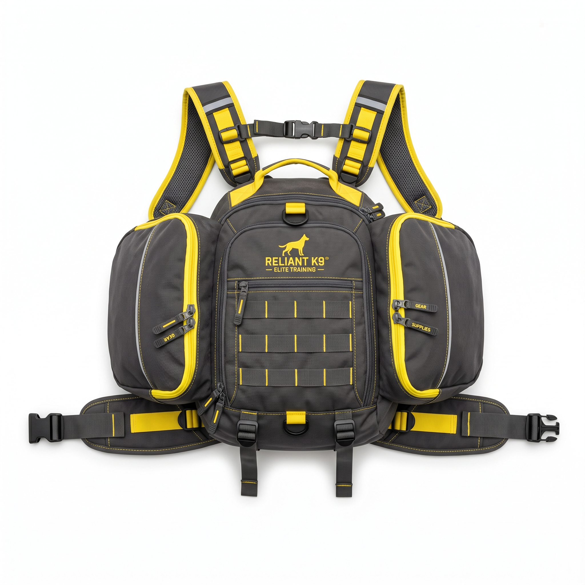K9 TrailPack Pro Adjustable Dog Backpack (Training Load) — studio product shot on white background