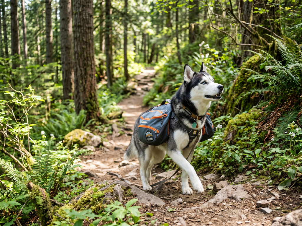 TrailPack Pro Adjustable Dog Backpack (Training Load) — lifestyle context shot, sport dog training environment