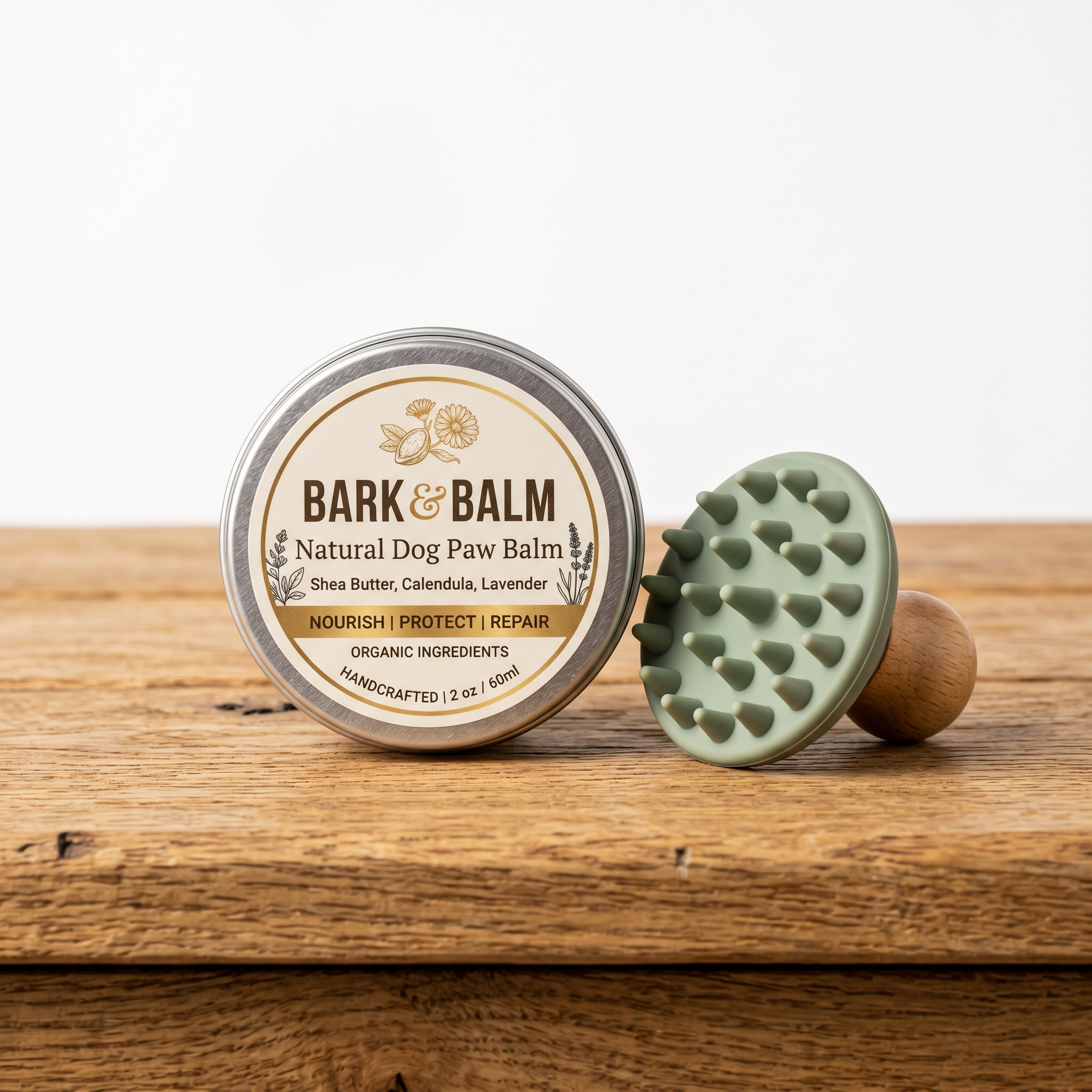 K9 ProGrip Silicone Paw-Balm Applicator & Trail Balm Duo — studio product shot on white background