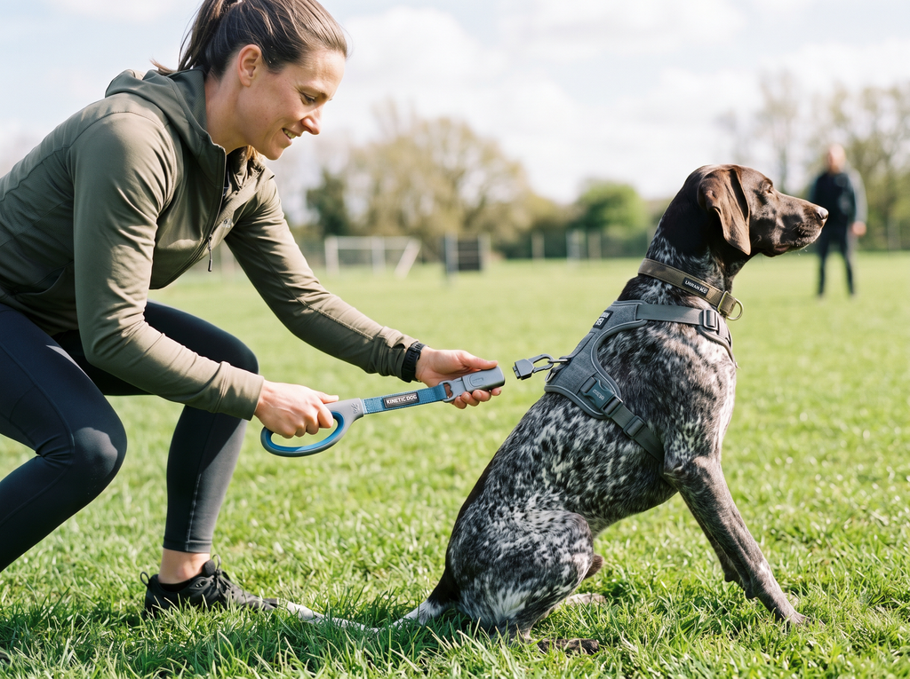 Pro-Clip Magnetic Quick-Release Training Leash System — lifestyle context shot, sport dog training environment