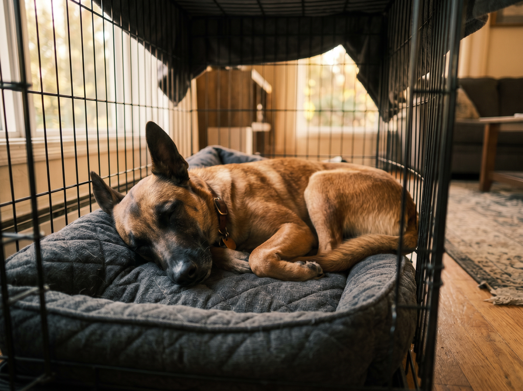 Arena Pro Crate-Fit Recovery Bed for Working Dogs in use — working dog conditioning session