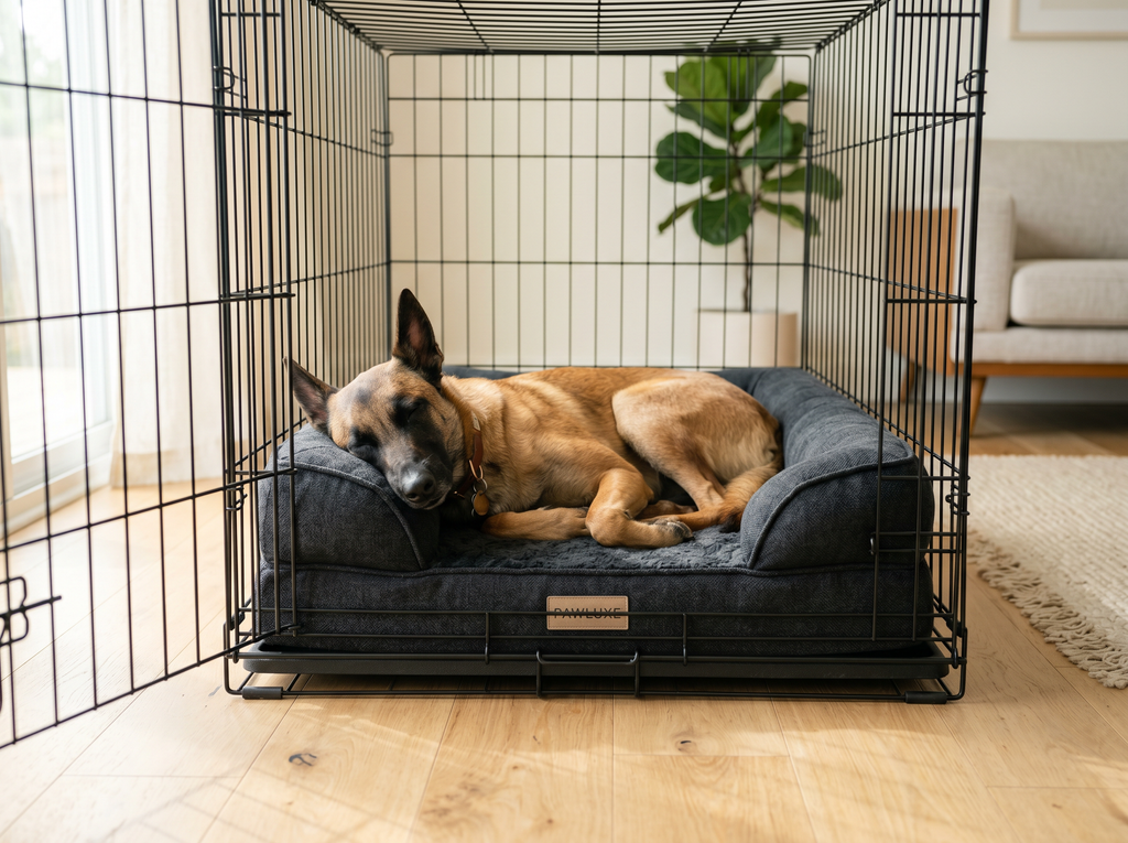 Arena Pro Crate-Fit Recovery Bed for Working Dogs — lifestyle context shot, sport dog training environment