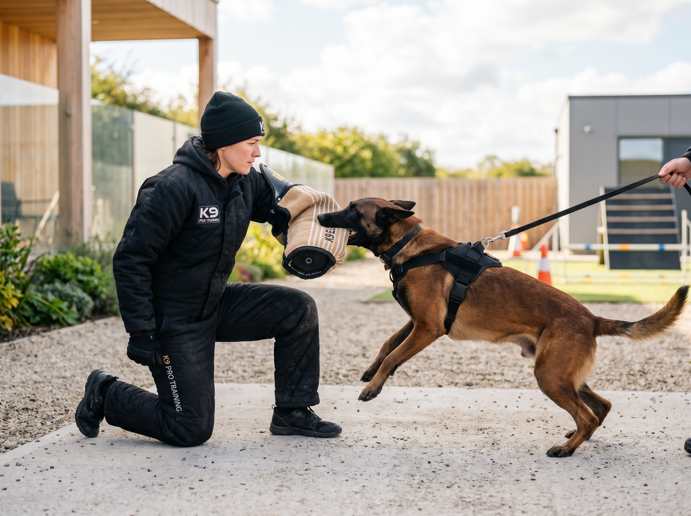 ShieldGuard Premium Bite-Sleeve & Decoy Starter Kit — lifestyle context shot, sport dog training environment