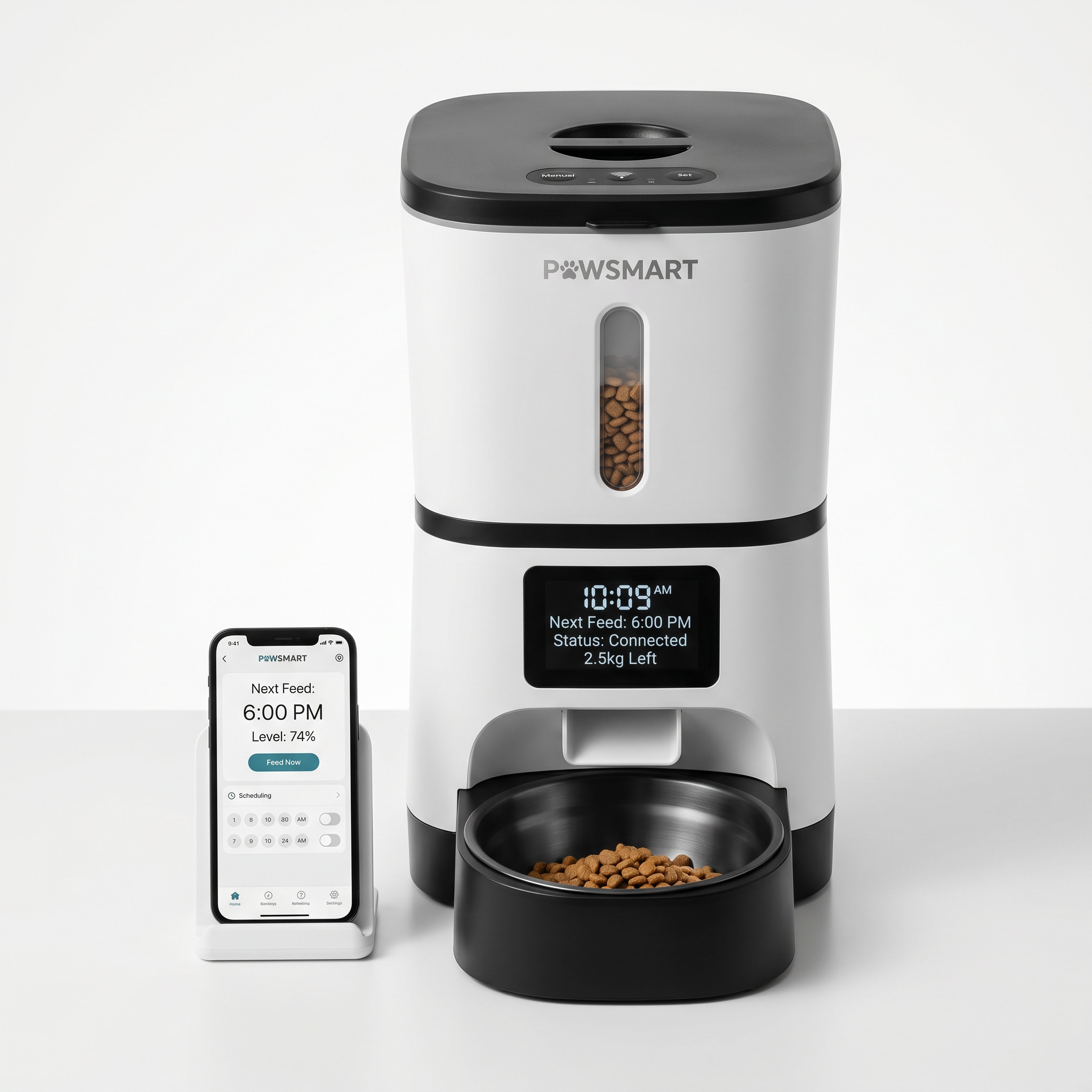 K9 Sunrise Smart Automatic Feeder with Macro Tracking — studio product shot on white background